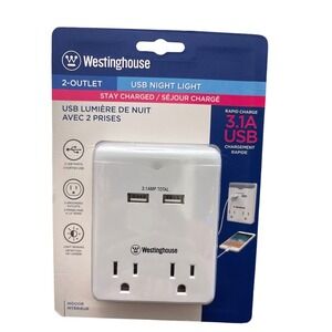 Westinghouse 2 Outlet USB Night Light 3.1A Rapid Charge Indoor 8614090386